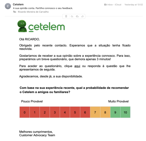 Exemplo da escala NPS que induz um vies.